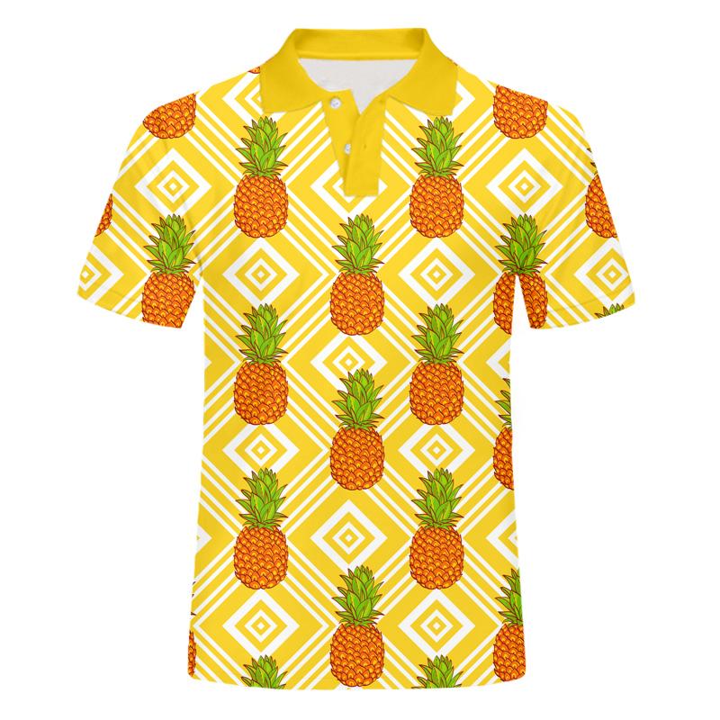 

Men's Shirt Orange Pineapple T 3D Printed Fruit Casual Short Sleeve Harajuku Shirts Summer Tops Polos