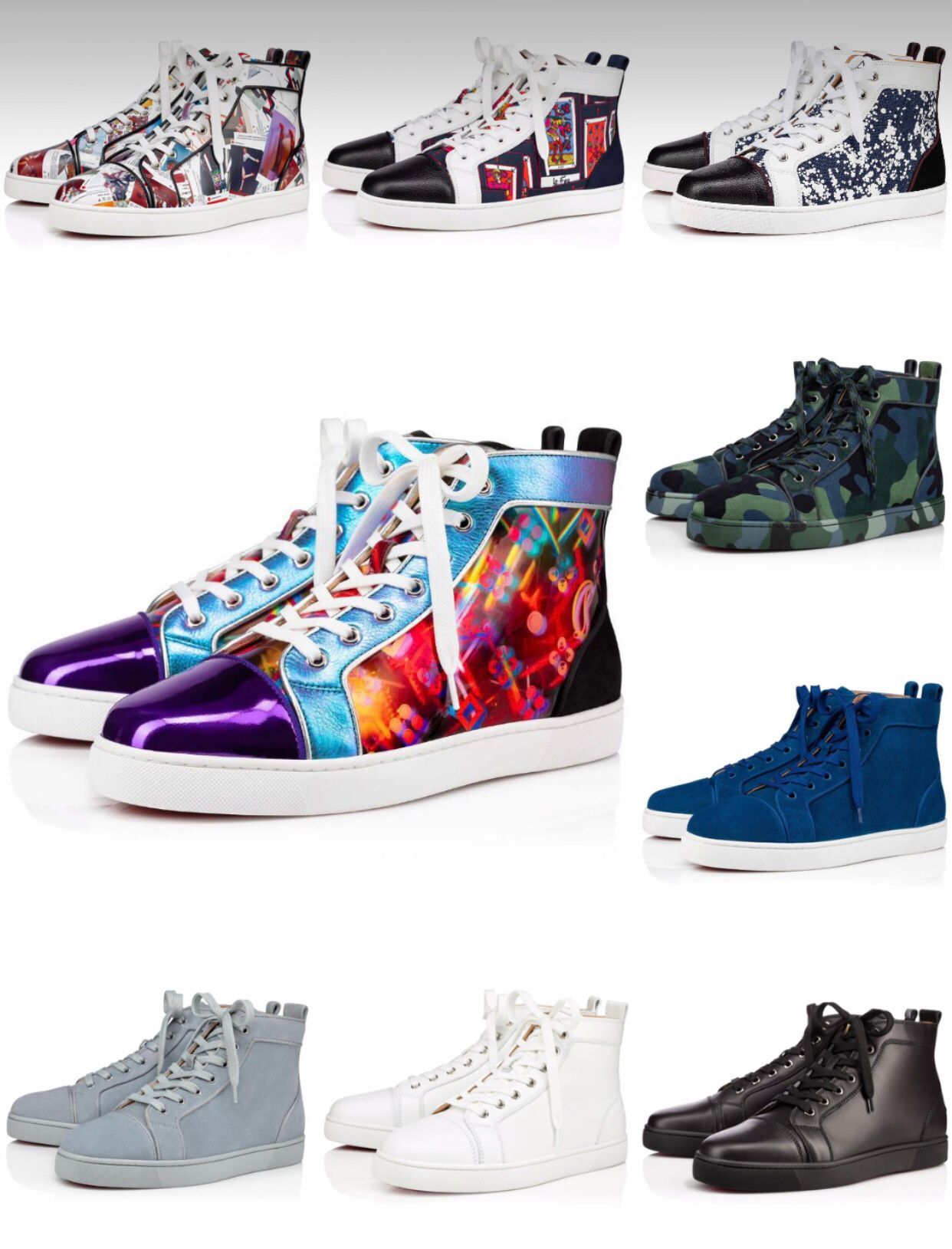 

Casual-style High Top Leather Skateboard Shoes Men's Red Bottom Sneakers Walking Comfort Couple Men's Trainers Wholesale Footwear EU35-47, 12