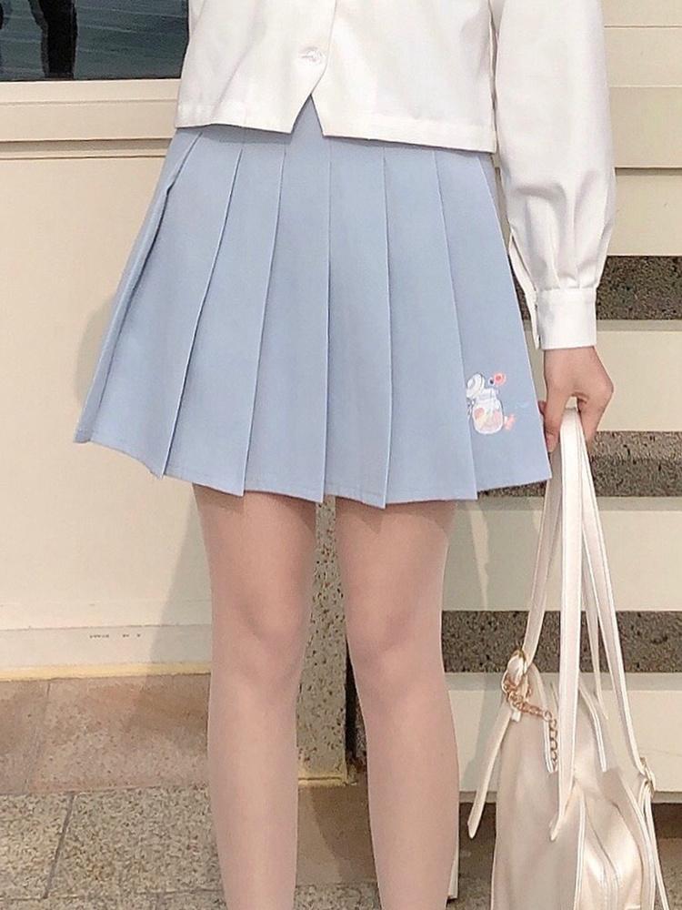 

Skirts Women Kawaii Pleated Mini Skirt Female Sweet Lolita School Uniform High Waist Short Girls Cute Tennis Cosplay Pink, White skirt