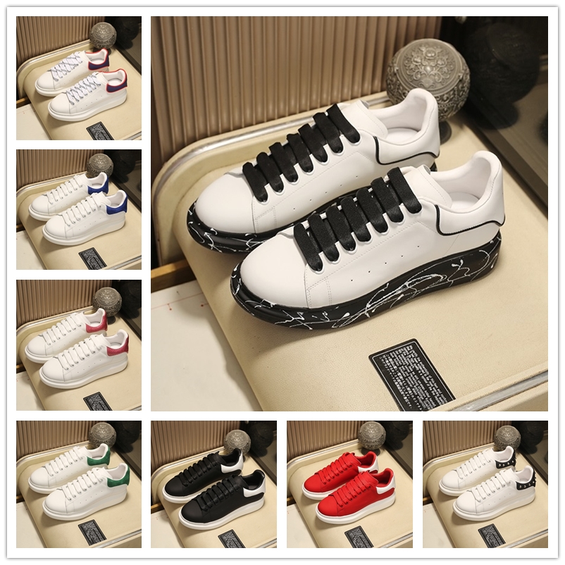 

[With box]2021 Top Quality Mens Leather Casual Shoes Lace Up Comfort Pretty shoe Women's Trainers Daily Lifestyle Skateboarding 35-44, Black