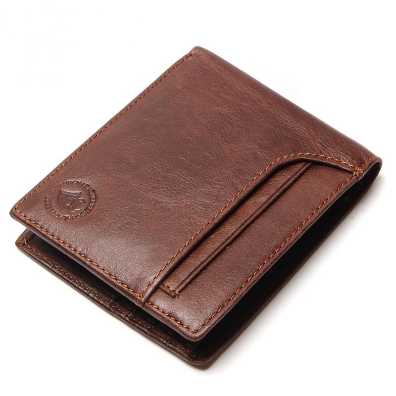 

RFID new fashion antimagnetic wallet leather men's double fold Wallet, Brown 1