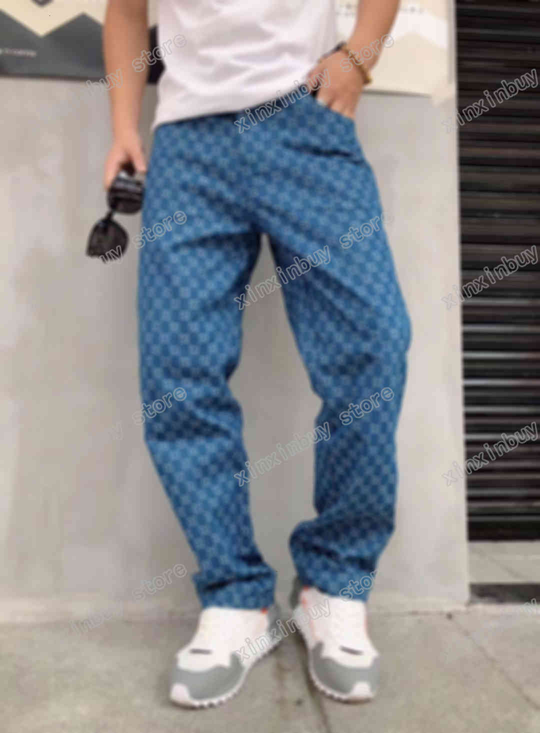 

21ss Mens Women designer pants blue Denim Jacquard letters Spring summer Men Webbing Pant Casual letter Trousers Wedding black white 08