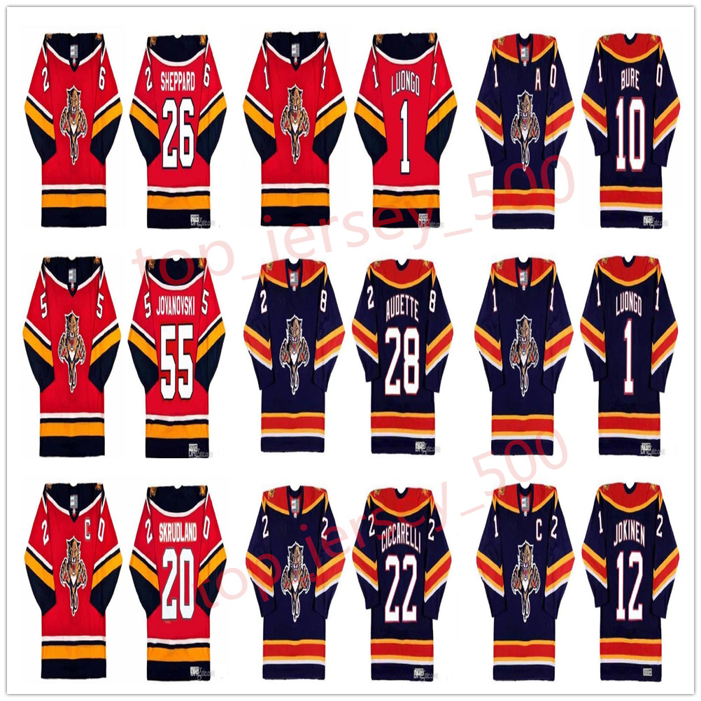 

Vintage Florida Panthers Jerseys 16 Nathan Horton 22 Dino Ciccarelli 4 Jay Bouwmeester 28 Donald Audette 1 Roberto Luongo CCM Retro Hockey, As shown in illustration