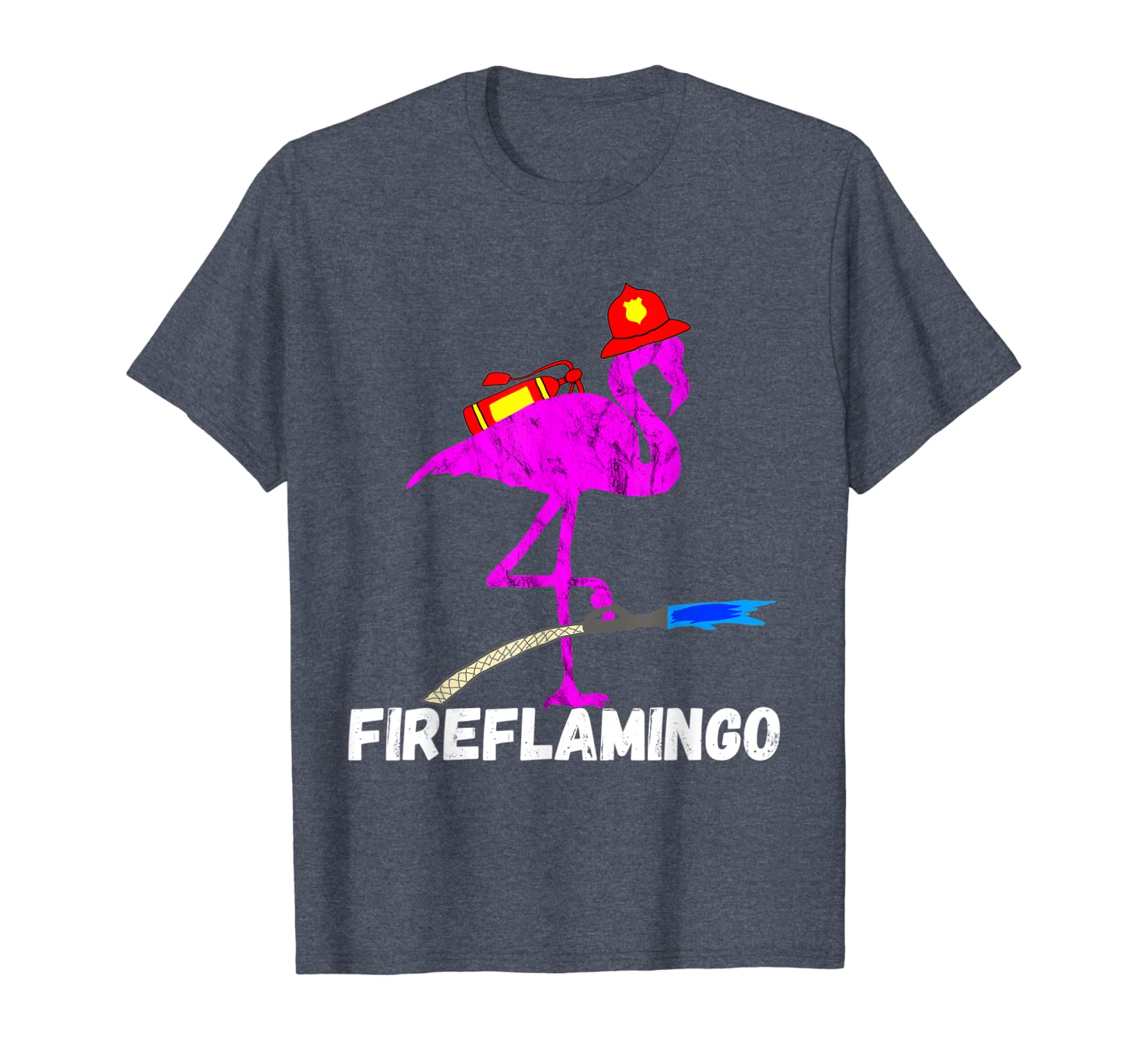 

fire fighter flamingo exotic bird firefighter fireman tshirt, White;black