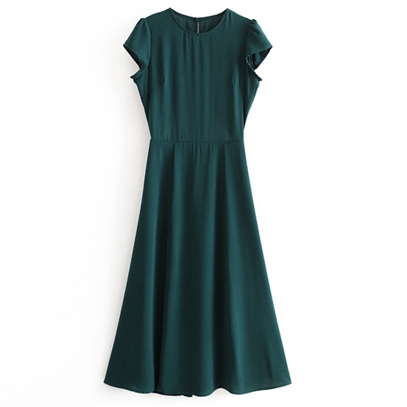 

Elegant Fashion Long Dress Short Sleeve O neck Female Casual Summer Side Split Clothes Backless 210524, As the photo