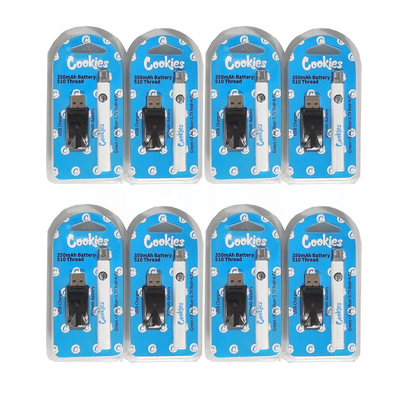 

Cookies Vape Battery 510 Thread Batteries Charger Kits Preheating Vapes Pen Powerful 350mah VV Variable Voltage Adjustable Blister pack Fast shipment