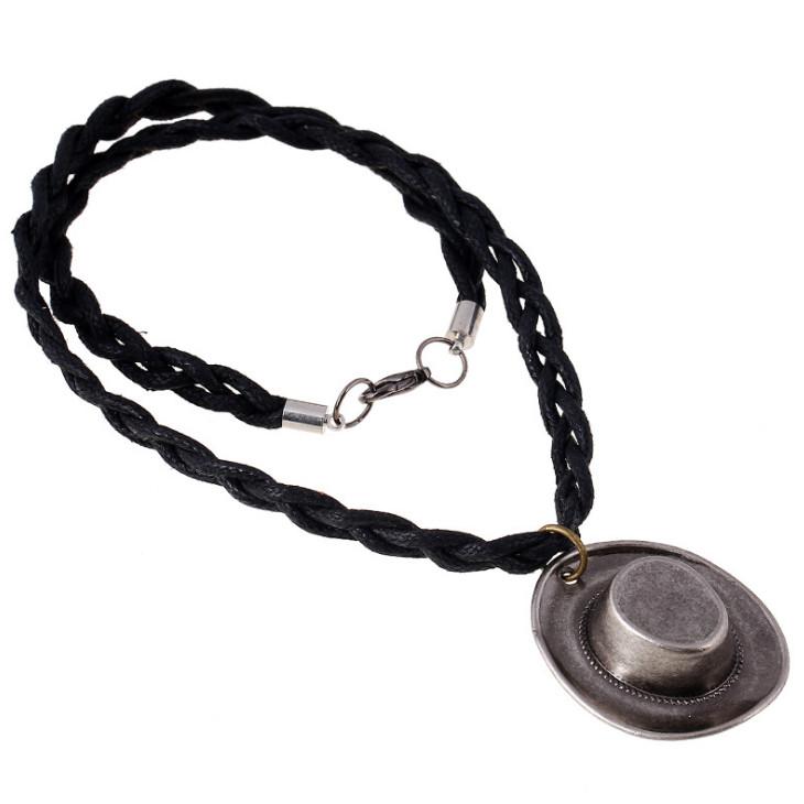 

Pendant Necklaces Fashion Vintage Punk Chain Necklace Hiphop Cowboy Hat Long Leather Metal Charms Cowgirl Choker Hippie Women Men Jewelry
