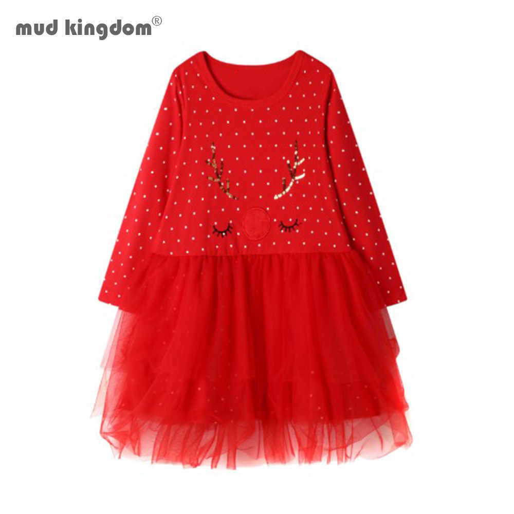 

Mudkingdom Girls Long Sleeve Dress Cute Net-Yarn Polka Dots Girl Princess Christmas Toddler Winter 210615, Snowman