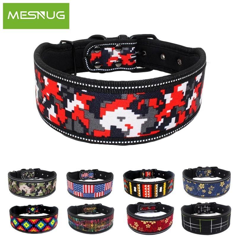 

Fashion Reflective Large Dog Collar For Medium Big Dogs Waterproof Elastic Soft Padded Pet Camouflage Collars & Leashes