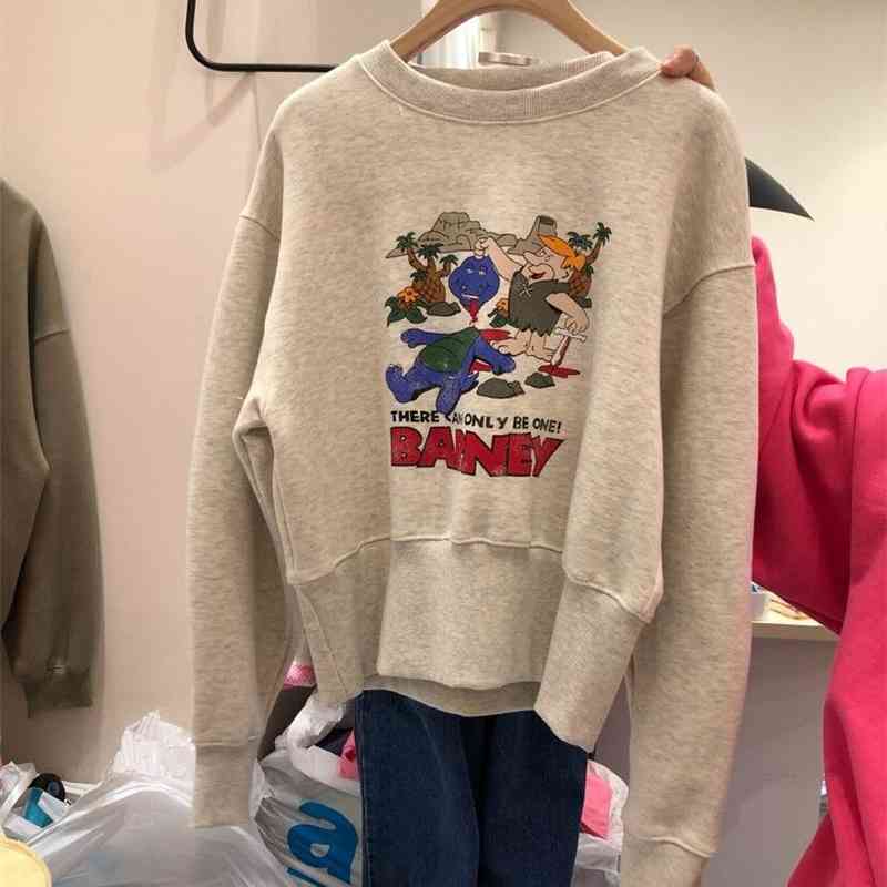 

Korea dongdamen sweater women's spring and autumn thin 2021 new fashion cartoon loose shoulder short coat, Gray