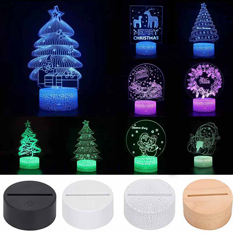

Christmas gift 3D LED Night Light Colorful Changing Touch Remote Table Base Lamp Xmas Decoration for Kids Child