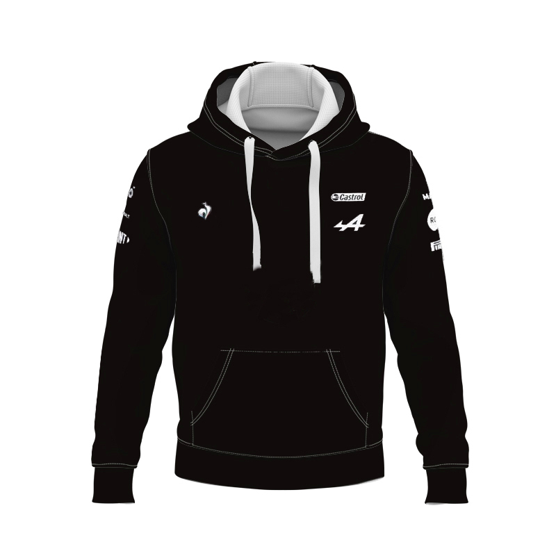 

Men's Hoodie, blue and black breathable sweater, collar and sv, alpine F1 team style 14, 6610