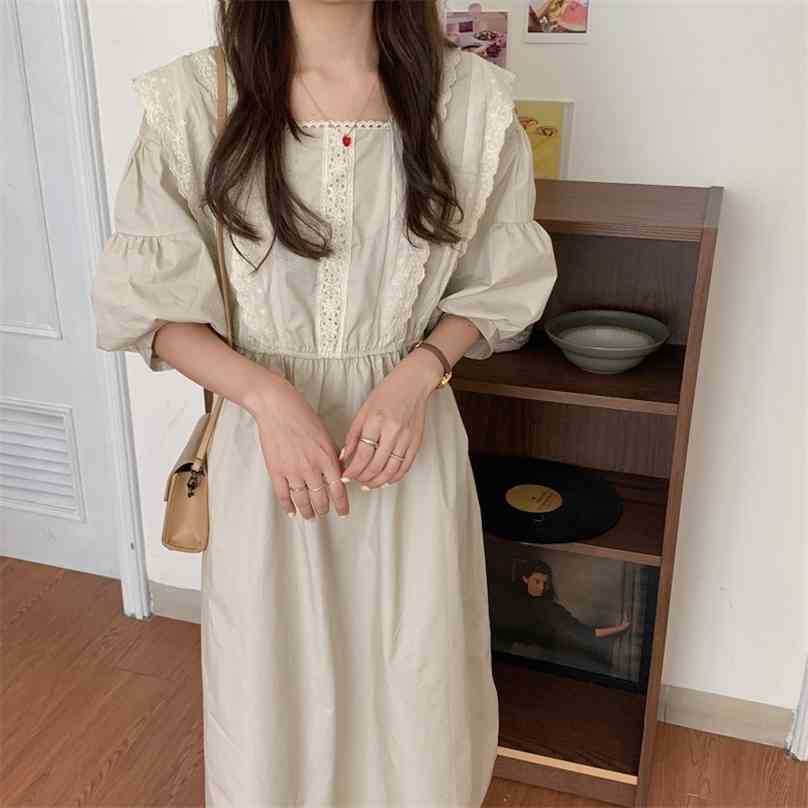 

Princess Vintage Lace Sweet Slim Elegant Hook Flowers Elegance Patchwork Femme Summer Long Dresses Vestidos 210525, Black