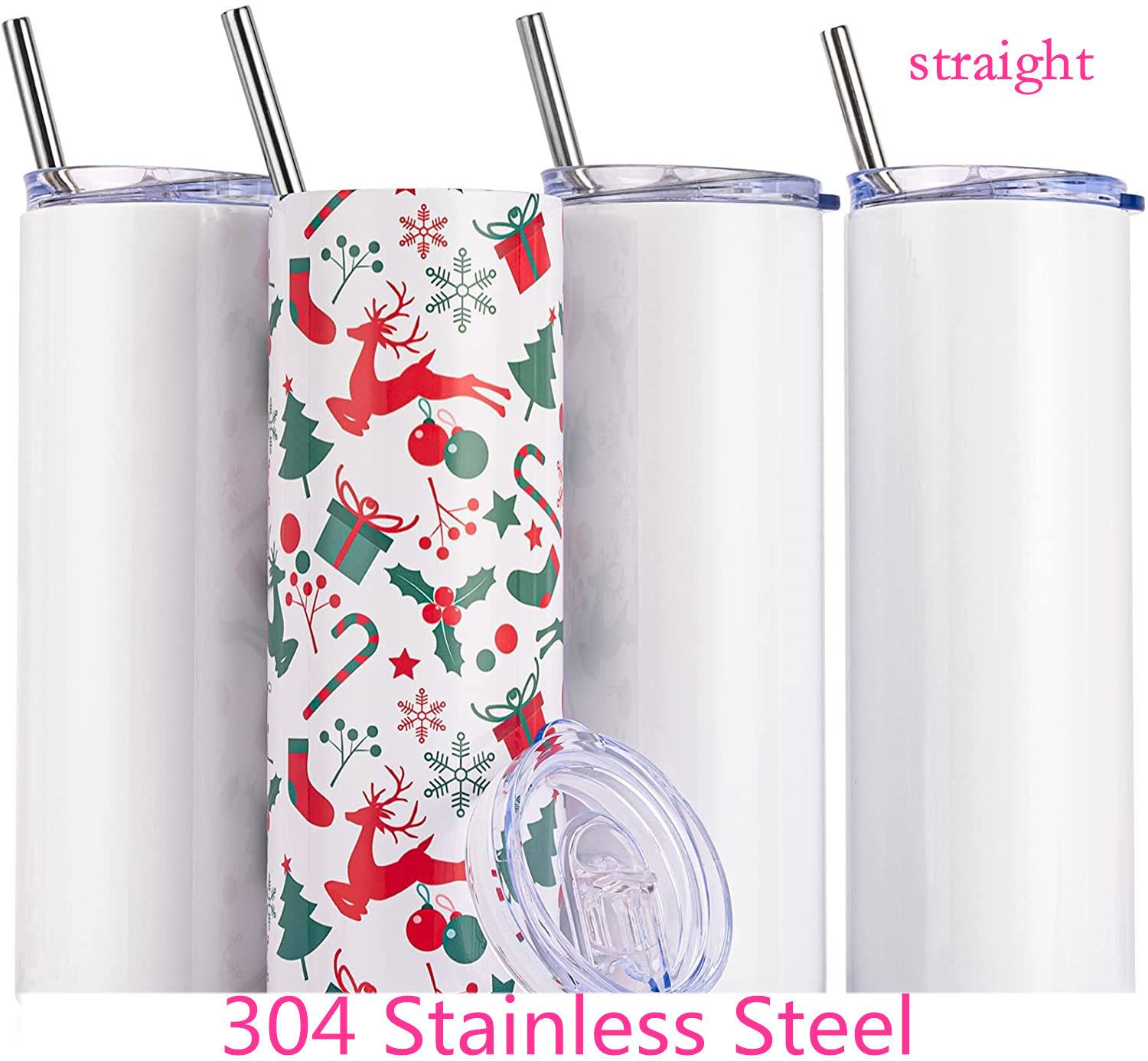 

STRAIGHT! 20oz Sublimation Skinny STRAIGHT Tumblers With Straw Stainless Steel Water Bottles Double Insulated Cups Mugs Include Shippng fy4275, Customize