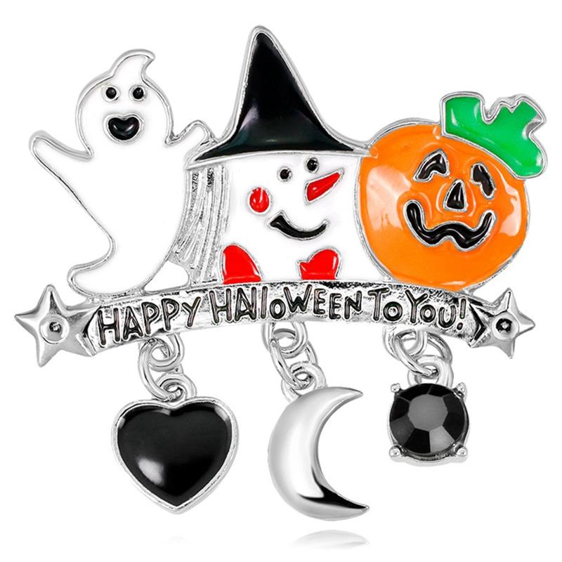 

Pins, Brooches Funny Ghost Pumpkin Brooch HAPPY HOLLOWEEN TO YOU ! Enamel Pin Badge Decorative Cowboy Halloween Jewelry, Gray