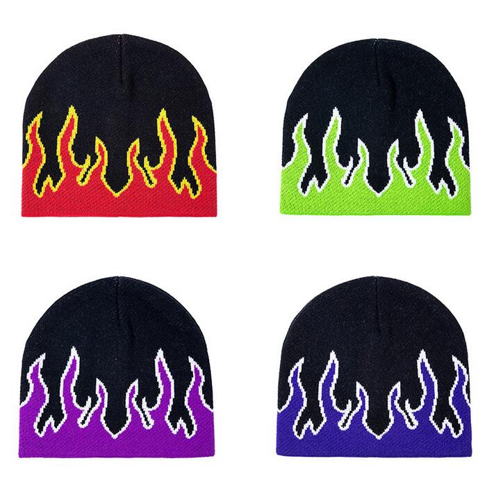 

21 22 Flame Beanie Warm Winter Hats For Men Women Ladies Watch Docker Skull Cap Knitted Hip Hop Autumn Acrylic Casual Skullies Outdoor 0179, Red