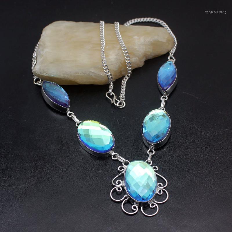 

Dazzling Beautiful Mystic Topaz925 Sterling Silver Color Necklace Chain 19.5 Inch TF315 Chains