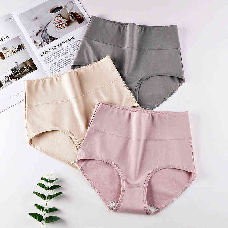 

3pcs Women's underwear high-end hips shaping body size plus size underwear women's cotton high waist ladies briefs shorts 211109, B-r-p