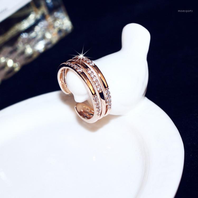 

Cluster Rings Brillia 2021 Korean Fashion Adjustable Size Women Engagement Ring Rose Gold Zirconia Party Jewelry Gift1