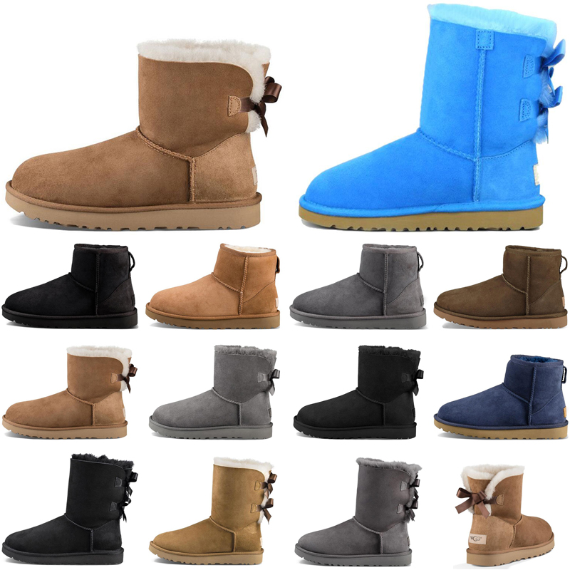 

Designer women boots casual shoes classic snow fashion ankle short bow fur winter black Brown Chestnut boot wholesale, #5 pink 2 bow