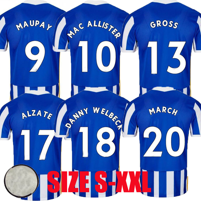 

21 22 MAUPAY Mac Allister soccer jersey 2021 2022 camiseta de fútbol home blue GROSS Alzate Danny Welbeck March football shirts