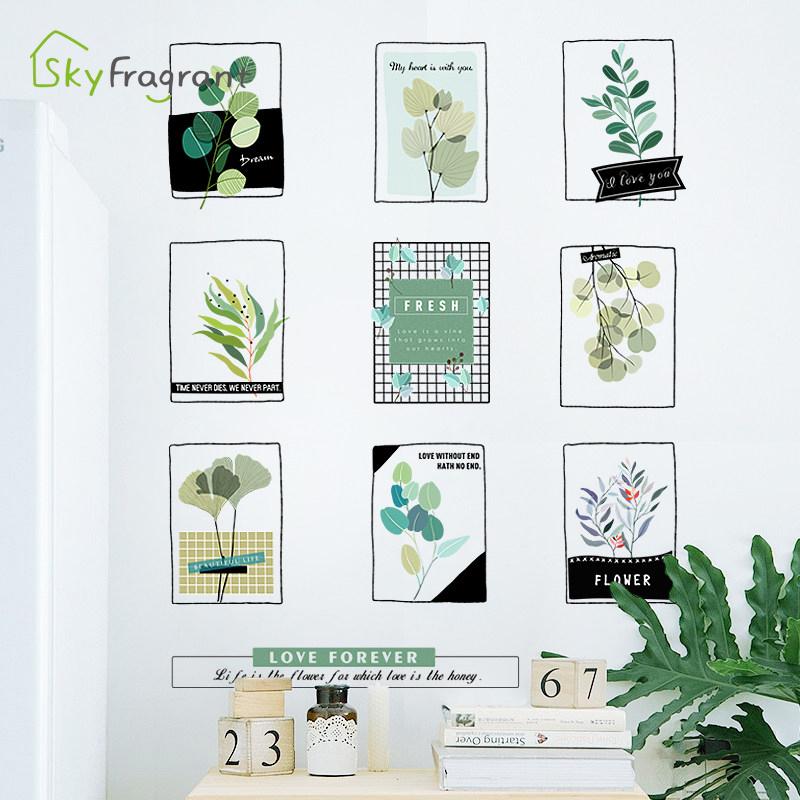 

Wall Stickers Creative Green Leaves Self Adhesive Bedroom Decor Bedside Living Room Sofa Background Decoration Home