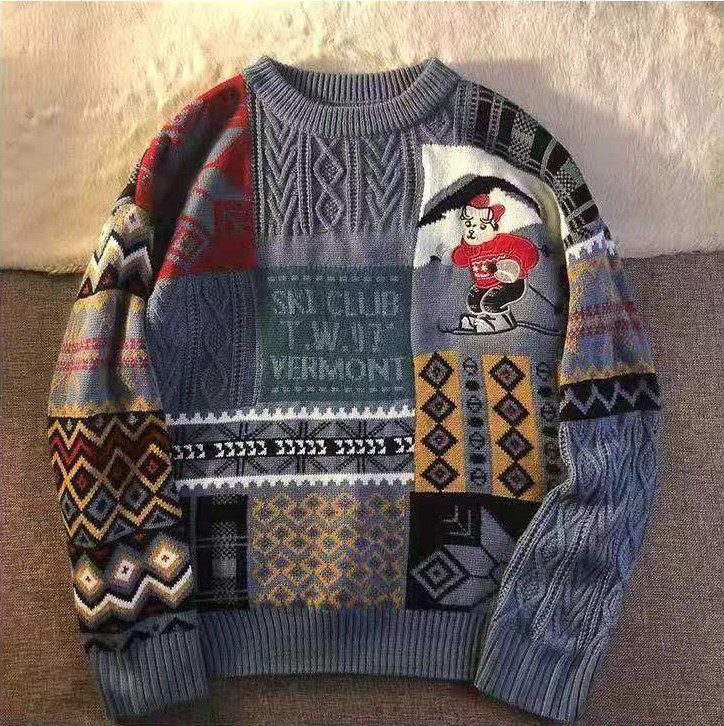 

Men's sweaters American retro tide brand autumn and winter sweater, Multi