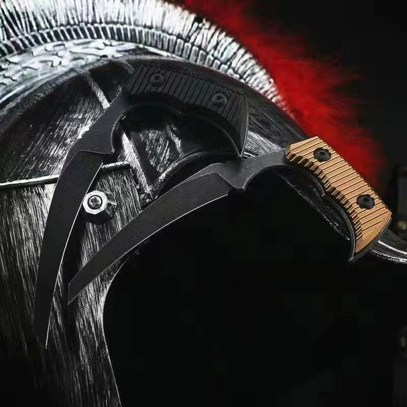 

Top Quality Witch Sickle Knife D2 Black Stone Wash Blade Full Tang 6061-T6 Handle Fixed Blades Claw Knives With Kydex
