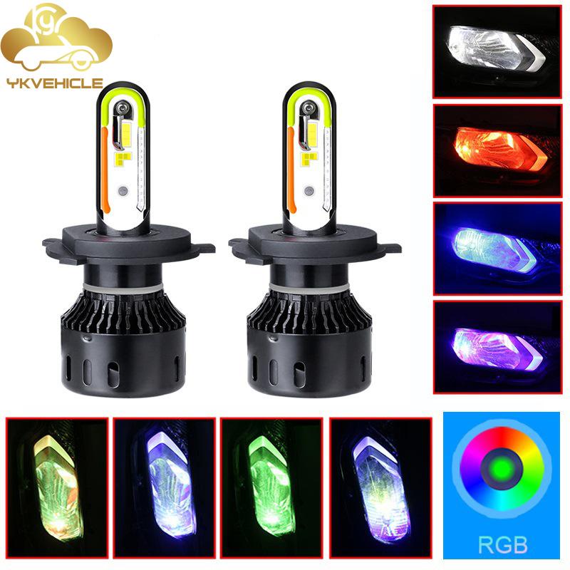 

Car Headlights YKVEHICLE RGB LED Headlight H4 H13 9004 9007 Adjustable Color 6000K+RGB 12V Fog Lamps High Beam Aeronautic Aluminum