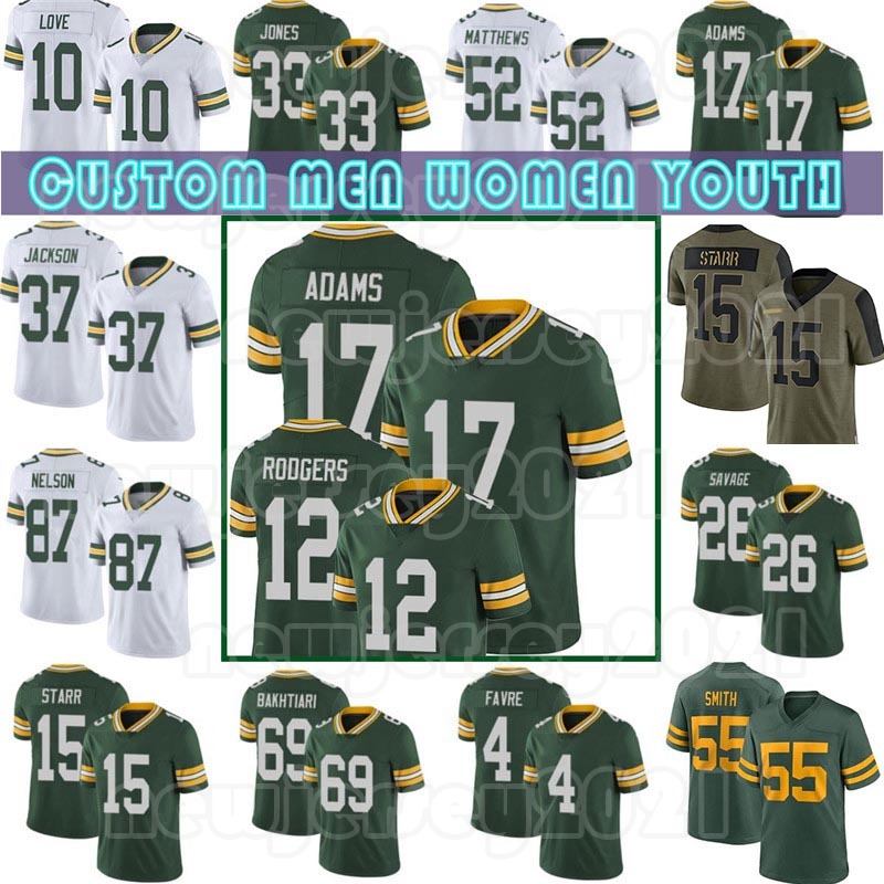 

Custom Aaron Rodgers Green Davante Adams Football Packer Jersey Aaron Jones Bart Starr Love Darnell Savage Jr Brett Favre Bay''Rashan Gary Jaire White, Custom men (bzg)