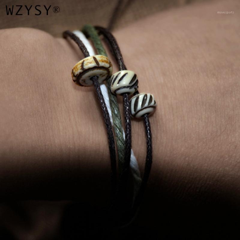 

Charm Bracelets Real Yak Bone Bead Hand Woven Bracelet 8mm 12mm Retro Multi-layer Simple Wax Rope Men And Women Jewelry Wholesale1