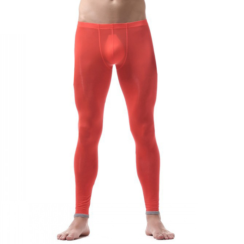 

Orange Men's sexy Sleepwear extra-thin ice silky thermal sleep bottoms lounge pants #VS007QK