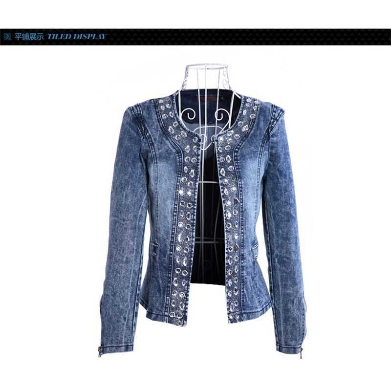 

Stretch Denim Jacket Women' Handmade Sequin 2021 spring denim jacket, Picture color