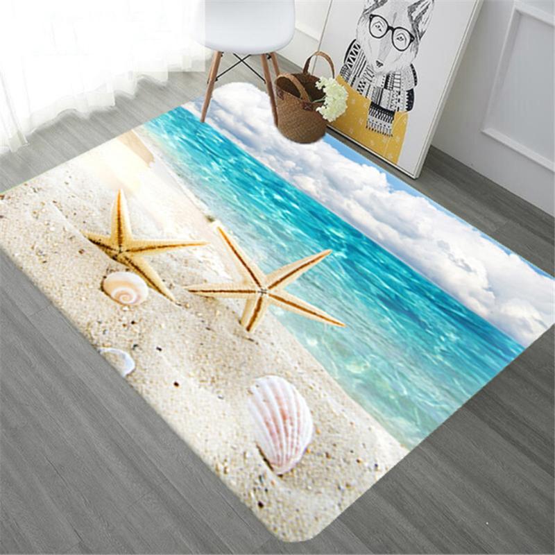 

Carpets Classical Ocean Sea Beach Landscape Area Rug For Bedroom Star Shell Pattern Carpet Coffee Table Bedside Rugs Hallway