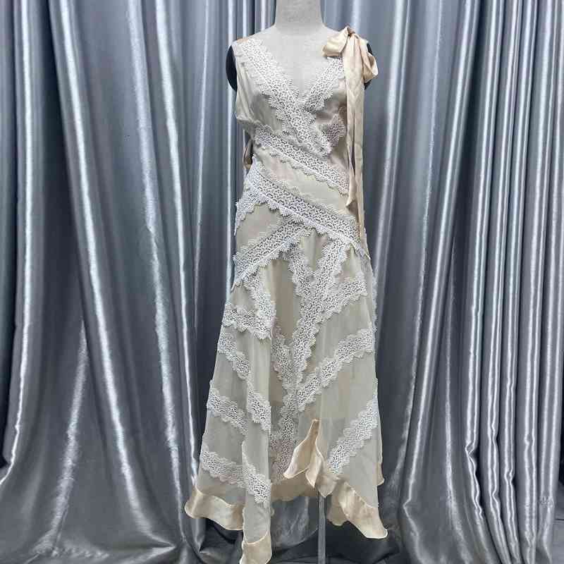 Casual Dresses Women Strap Summer Maxi Asymmetrical Bow Lace Sleeveless Backless High Waist Tunic Long Holiday T6L4-image-702292717