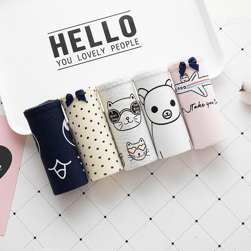 

Women's Panties Shishangyouhuo 6pcs/lot Women Cotton Print Brief Girl Underwear Underpants Sexy Intimates Female Cute Student Panty A002, Color d