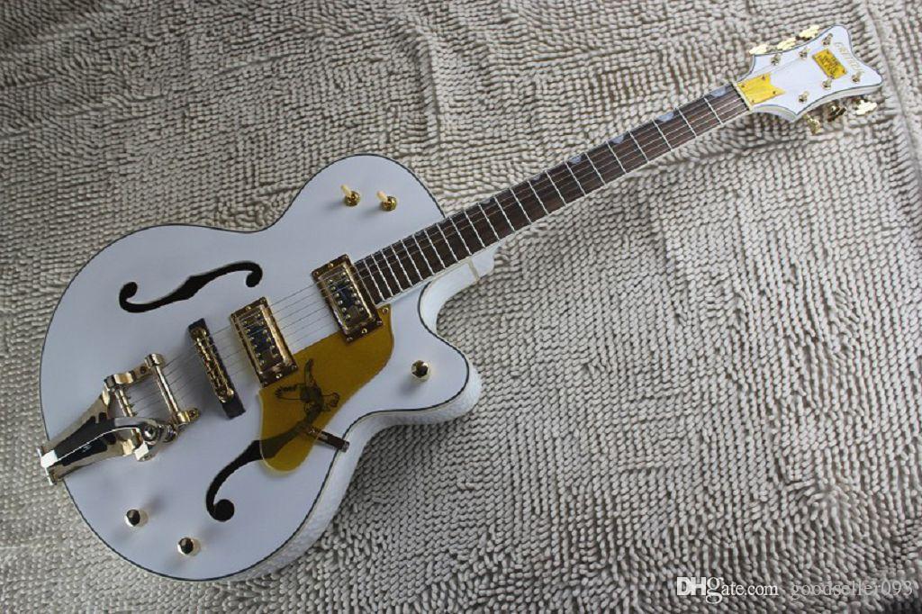 

nb21 Factory Custom THE WHITE FALCON 6120 Semi Hollow Body Jazz Tuners Electric Guitar With Tremolo @20