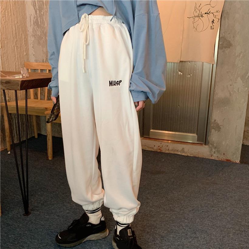 

cool baggy loose joggers women capri slacks wide leg hip hop streetwear lady plus size oversized sweatpants white trousers, Black;white