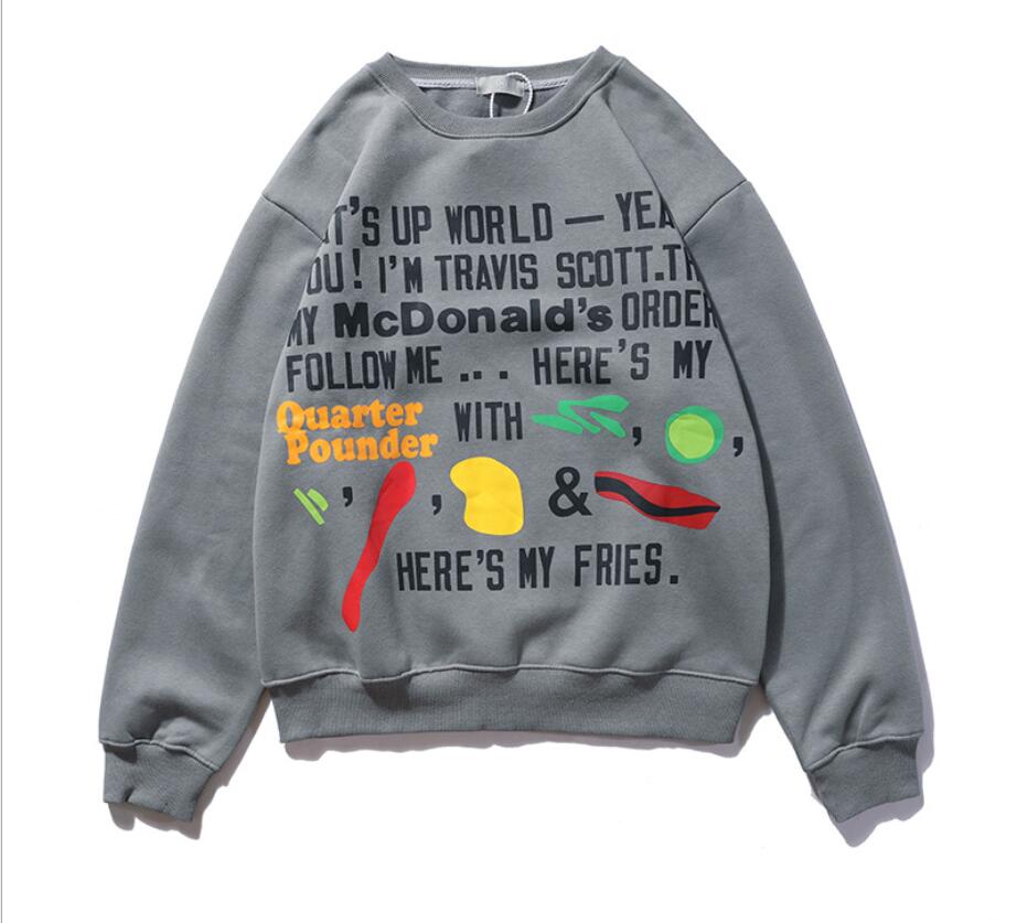 

22 Color Harajuku Kanye style concert Hoodies Men pullover smiling face graffiti printed crew neck sweater women Hip hop Sweatshirts, Black