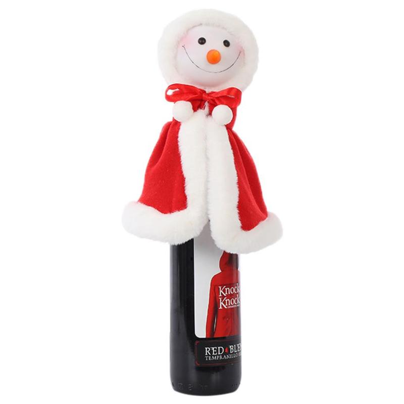

Christmas Decorations Snowman Wine Bottle Cover Cute Doll Champagne Ornament 2022 Year Home Party Dining Table Decoration