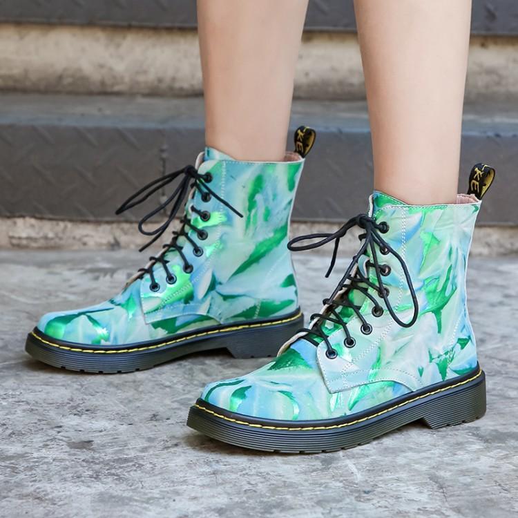 Bottes PXELENA CHIC CAMOUFFFLAGE FEMMES VOYEZ VOYEZ VOYAGE EN COWER chaussures automne hiver féminin à lacets à talons bas plus grande taille 34-