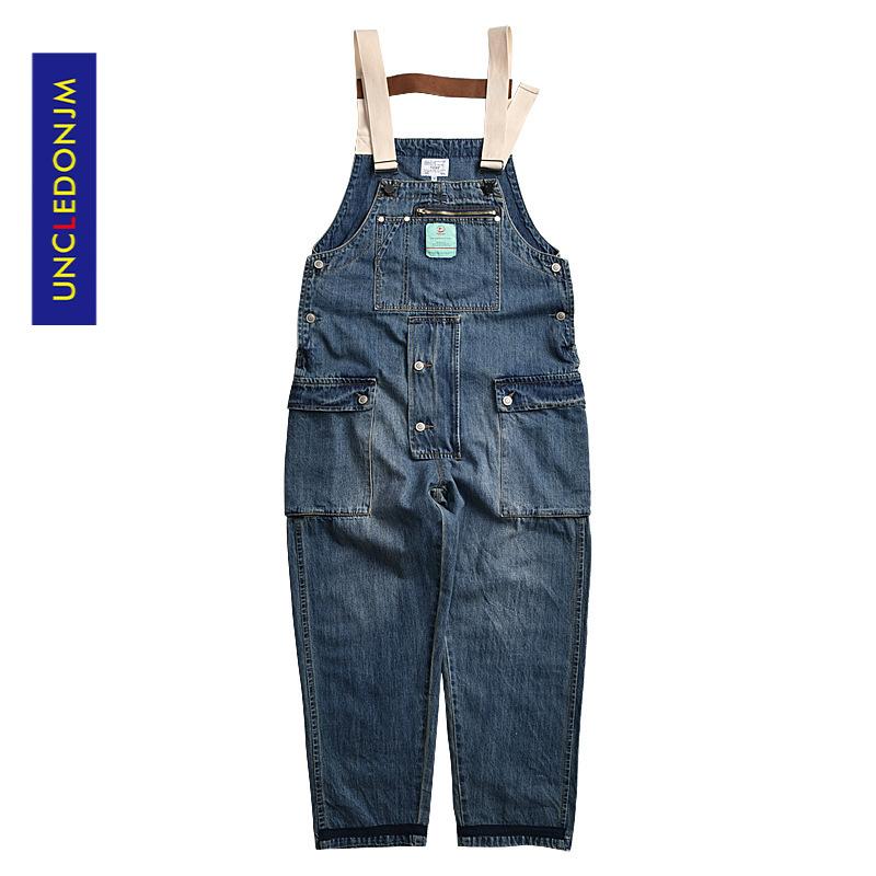 

Men's Jeans Patchwork Denim Rompers Mens Jumpsuit Cargo Jean Overalls One Piece Suits Romper Loose Fit FZ-7033, Blue