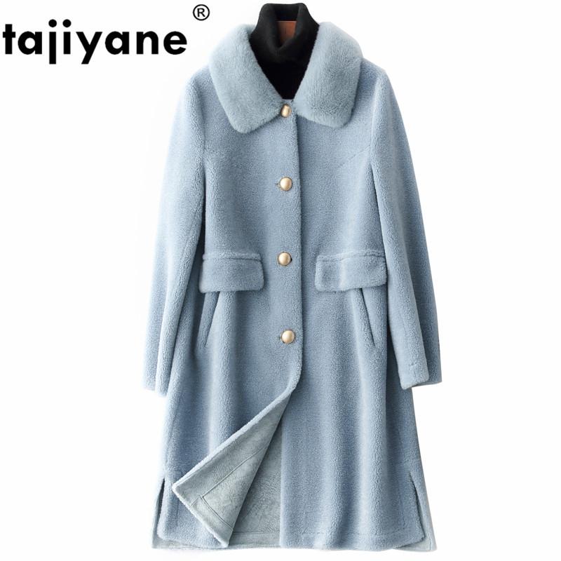 

Women's Fur & Faux Natural Coat Female Winter Real Mink Collar Jacket Women Clothes 2021 Korean 100% Sheep Shearing Wool Coats Hiver L1971, Black