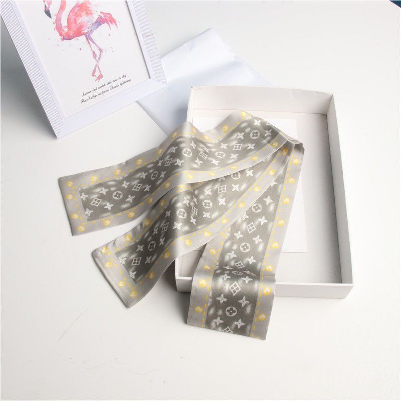 

ugkdtjdjf Mix Design Magic Hand Bag Scarves Women Small Silk Scarf kerchief Belt Neckerchief Printing Handle Bag Ribbon Female Women Scarves & Wraps, Blue;gray