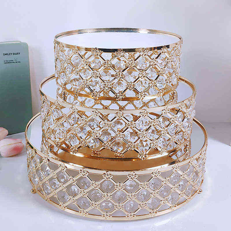 

Gold Mirror Metal Cake Stand Round Cupcake Wedding Birthday Party Dessert Pedestal Display Plate Home Decor 211110