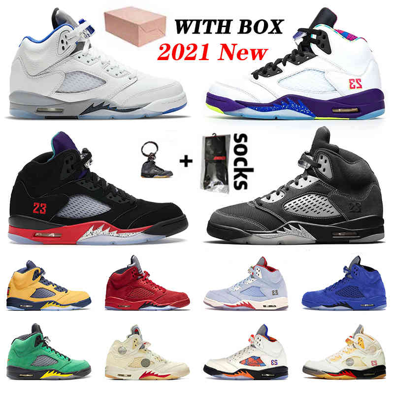 

WITH BOX Anthracite Jumpman 5 5s Basketball Shoes Mens Womens Stealth 2.0 Michigan Ice Blue Designer Retro Trainers Sports Sneakers 36-47