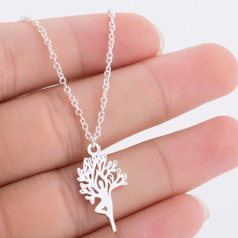 

Pendant Necklaces Stainless Steel Goddess Tree Shape Necklace Of Life Chain Jewelry For Women Collar Choker Birthday Present Collier