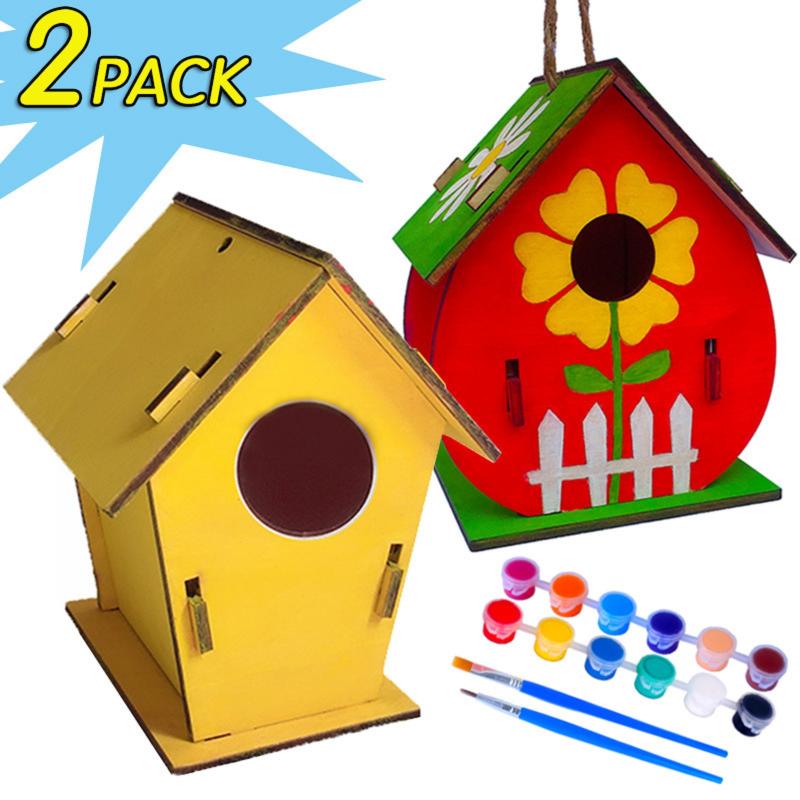 

Creative Wooden Bird House Breeding Cage Box Feeding Nest Garden Backyard Balcony Pendant Simulation Fence Birdhouse Home Decora Cages