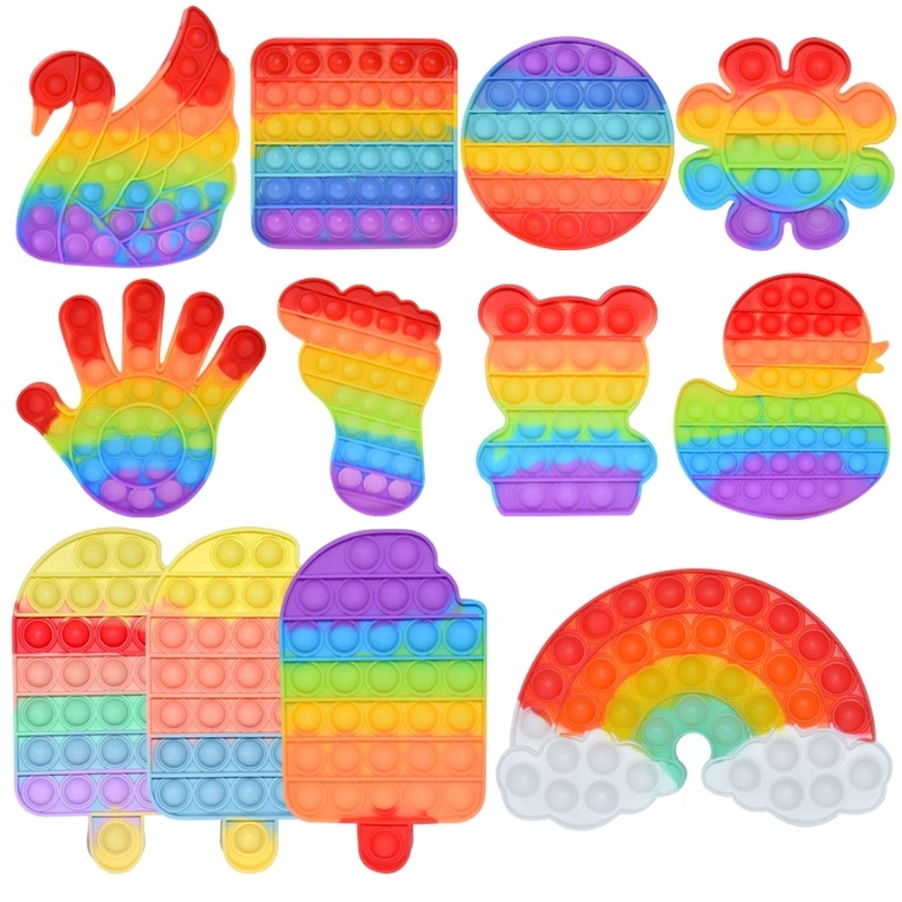 

Rainbow Color Push Fidget Toys Fruit Sensory Push Bubble Fidget Sensory Autism Special Needs Anxiety Stress Reliever for Office Decompression In Stock DHL Ship