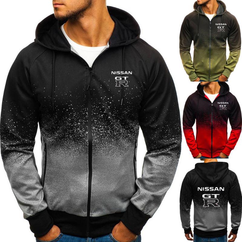 

Men's Hoodies & Sweatshirts Nissan-GTR High Quality Sweatshirt Casual Jacket Zipper Gradient Hoodie Unisex Cotton Cardigan Coat, Gray